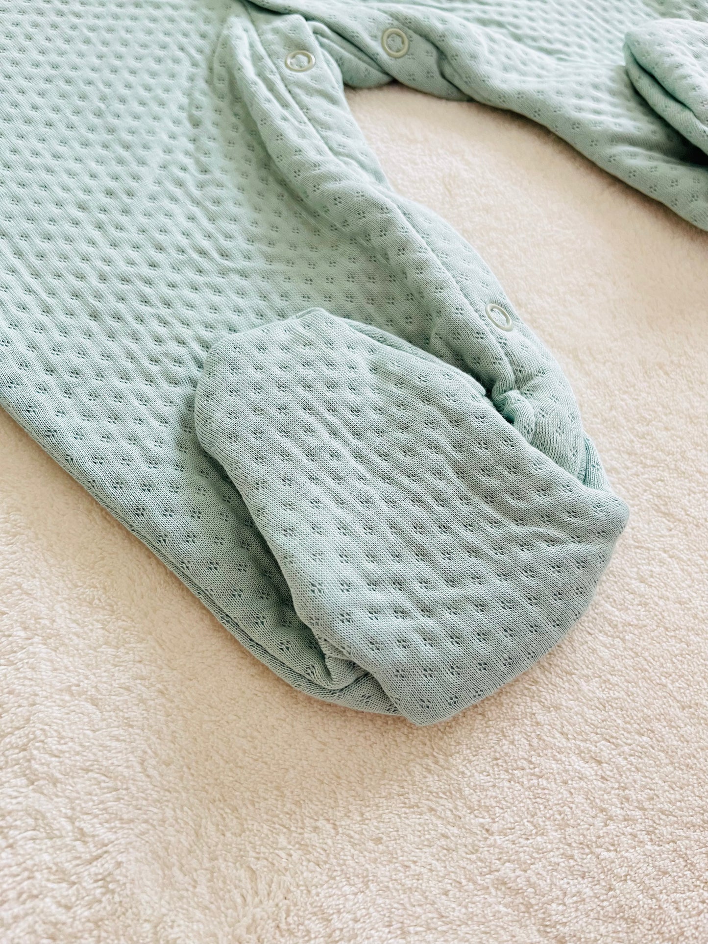 Cotton Jacquard Growsuit | Green