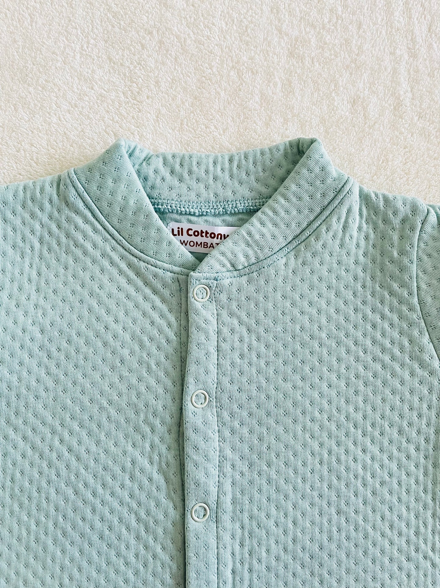 Cotton Jacquard Growsuit | Green