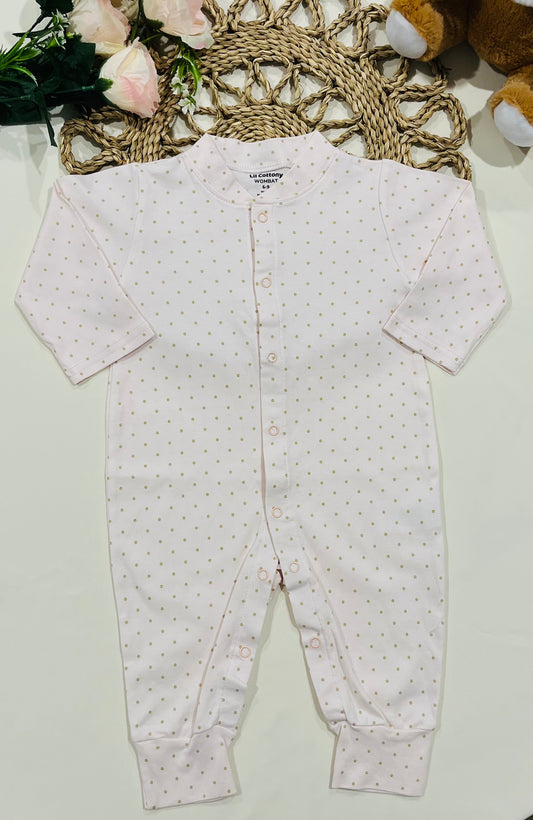 Cotton Growsuit | Pink with Dots