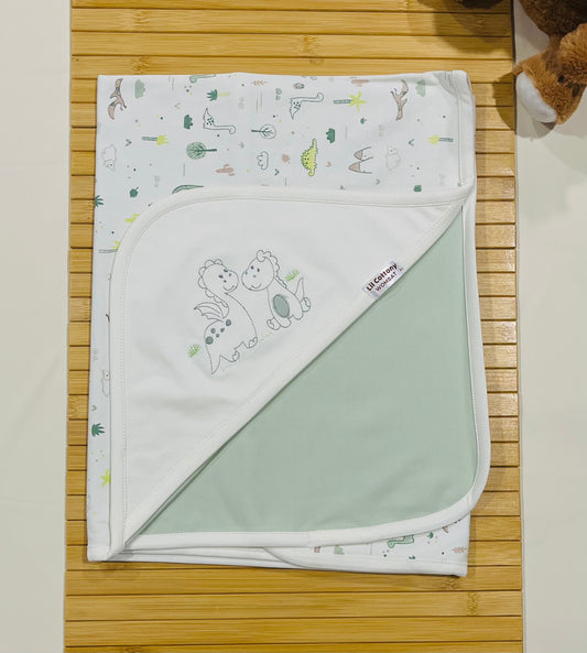Cotton Blanket | Light Green Dinosaur