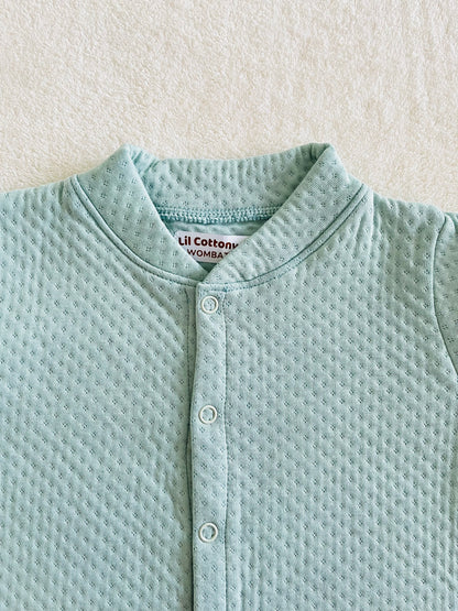 Cotton Jacquard Growsuit | Green