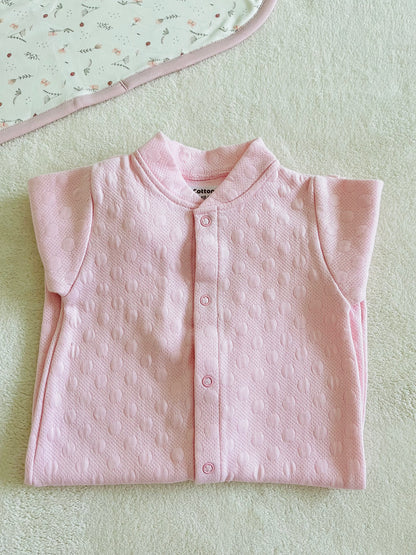 Cotton Jacquard Growsuit | Pink