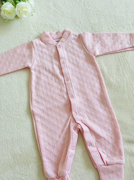 Cotton Jacquard Growsuit | Pink