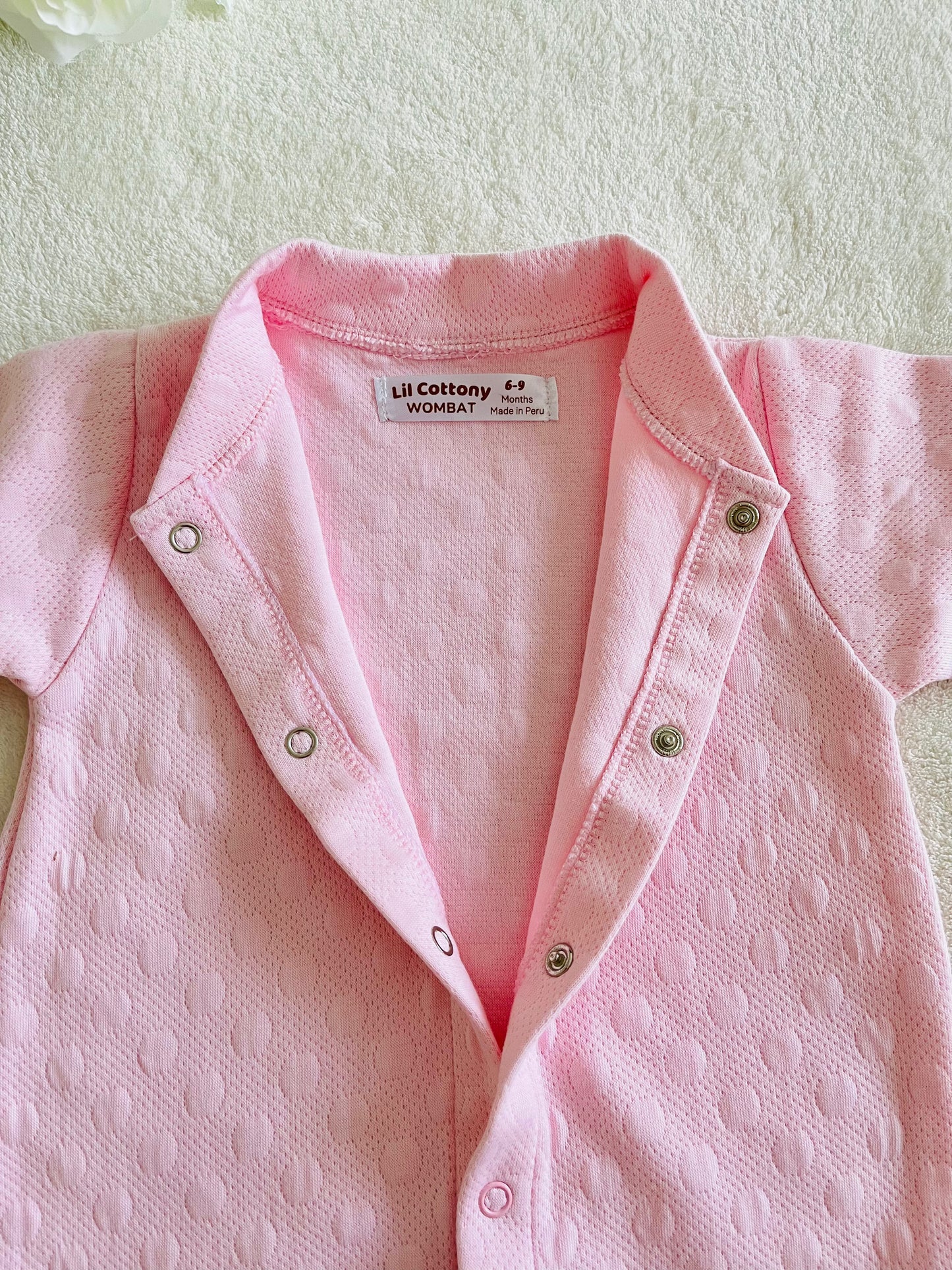 Cotton Jacquard Growsuit | Pink