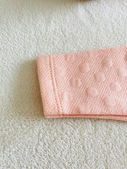 Cotton Jacquard Growsuit | Peach