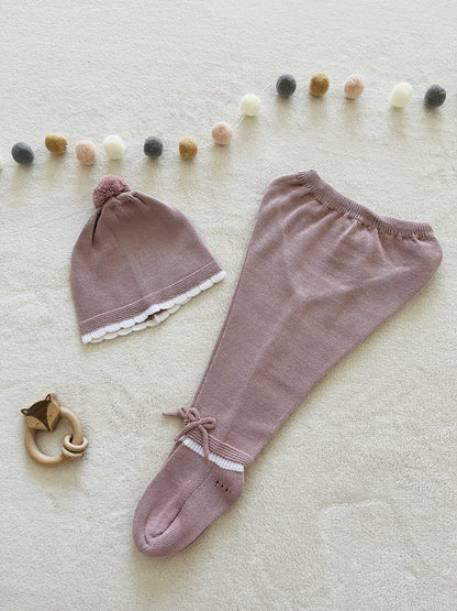 Pink Star Cotton Knit Newborn Set